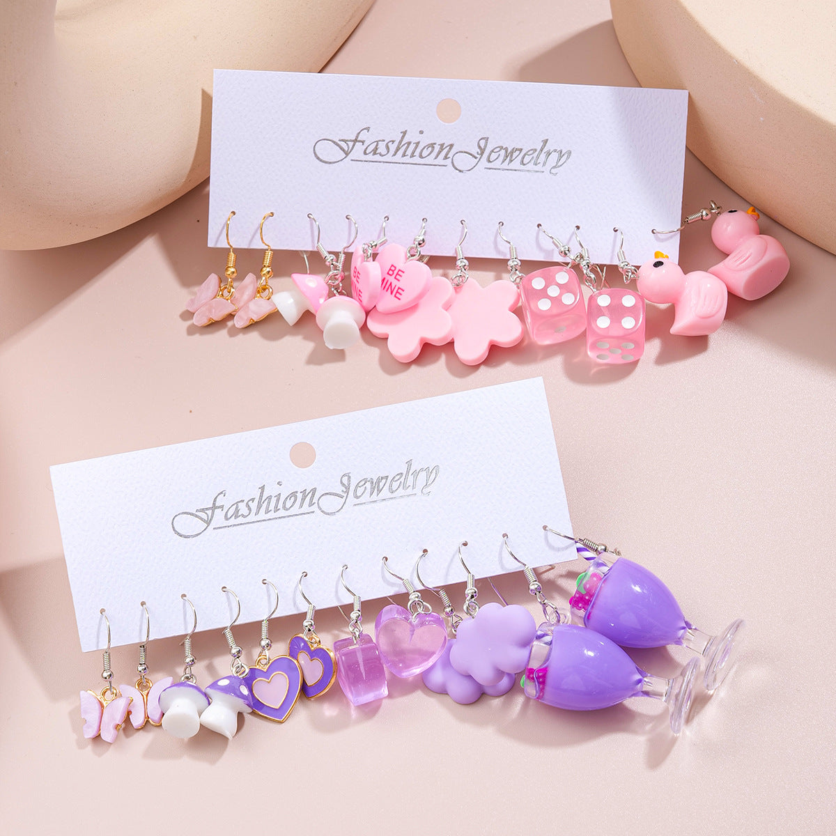 Damen Ohrringe-Set mit verspielten, bunten Anhängern Shop Nory