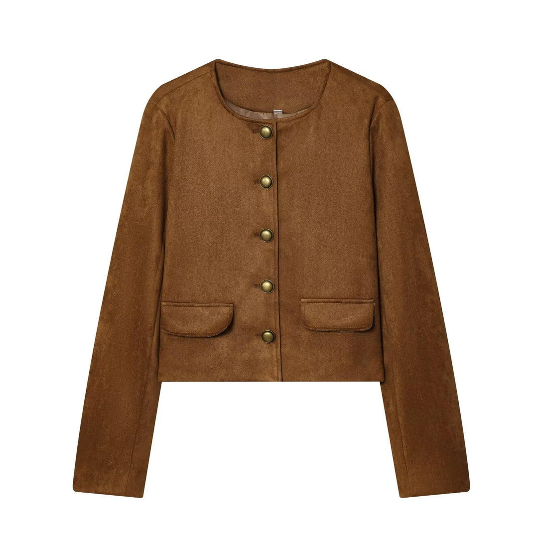 Damen Taillierte Cropped‑Bouclé‑Jacke mit Zierknopfleiste und Pattentaschen Shop Nory