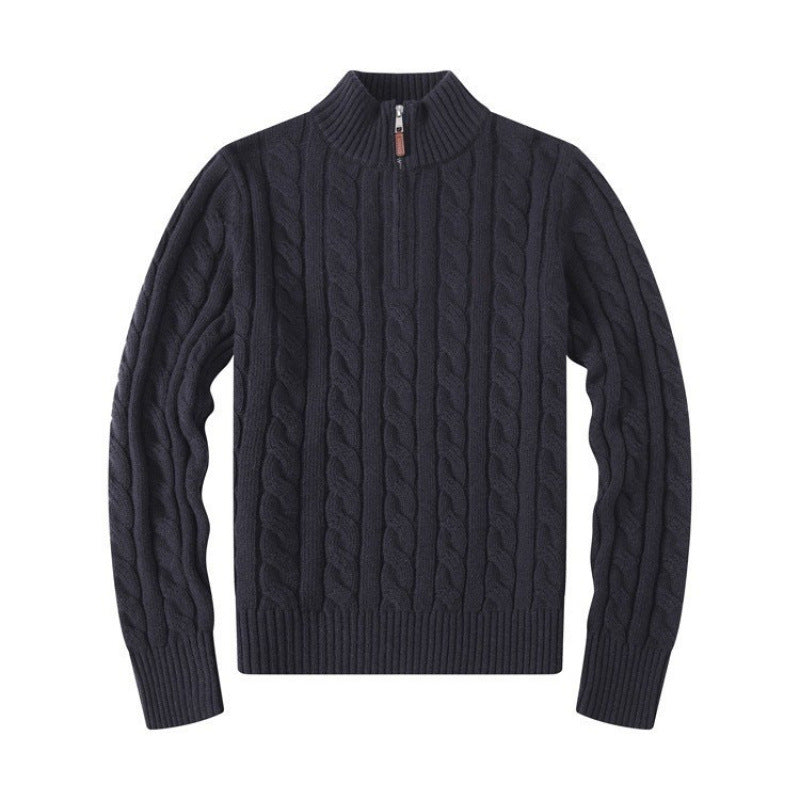Herren Kabelstrickpullover mit Halbzip und Stehkragen aus weicher Kaschmirmischung Shop Nory