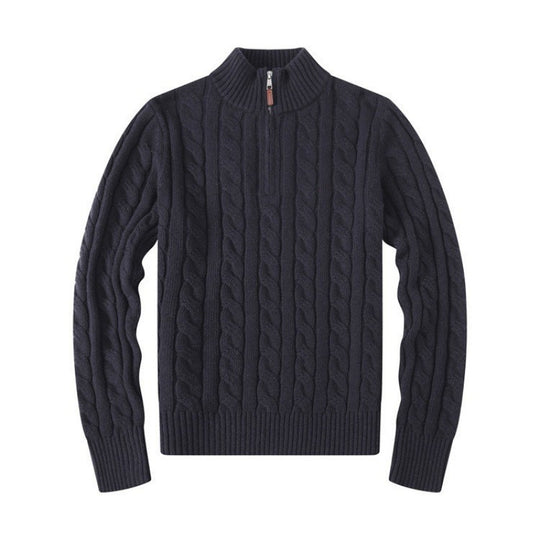 Herren Kabelstrickpullover mit Halbzip und Stehkragen aus weicher Kaschmirmischung Shop Nory