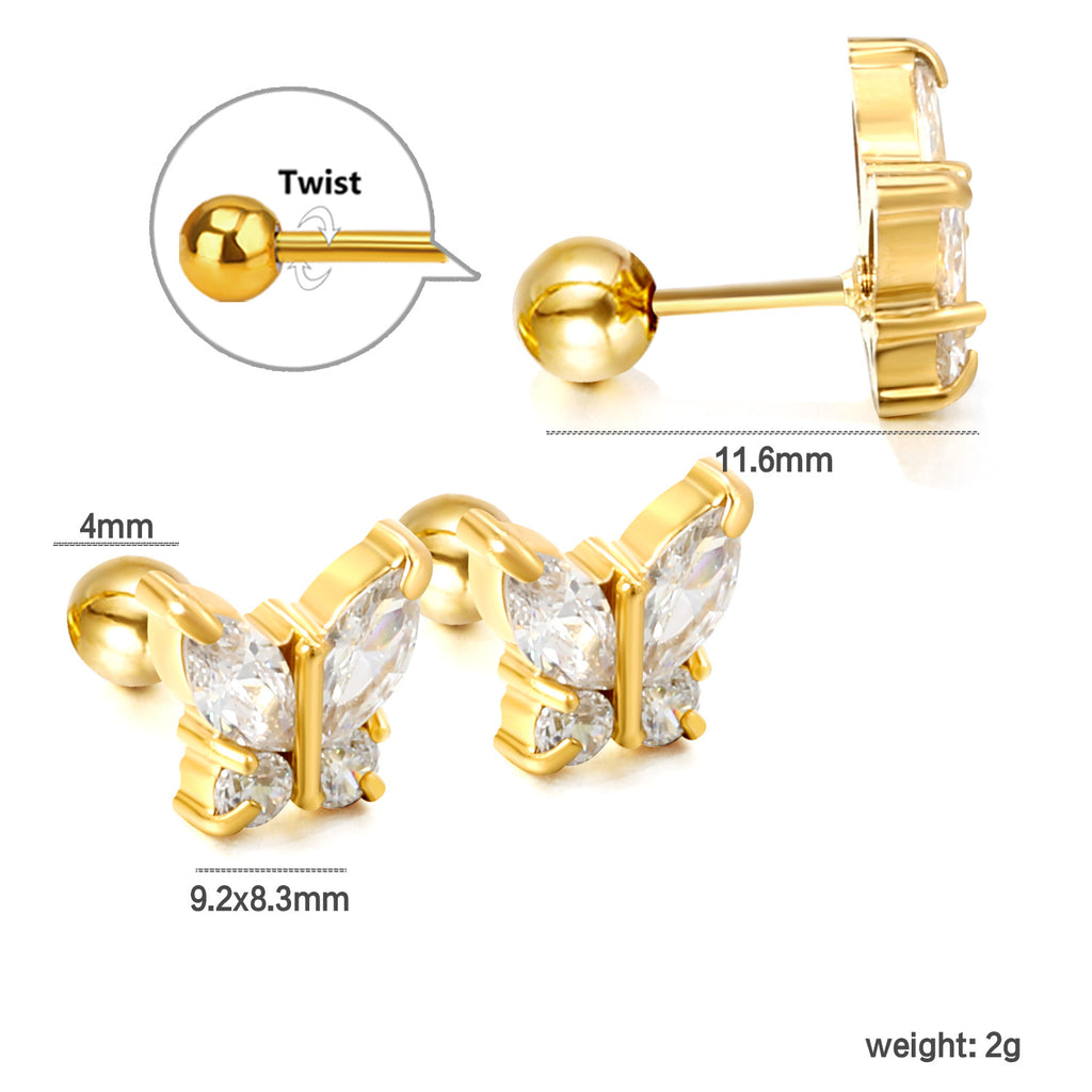 Damen Ohrstecker mit funkelndem Herzdesign und eleganter Goldbeschichtung Shop Nory