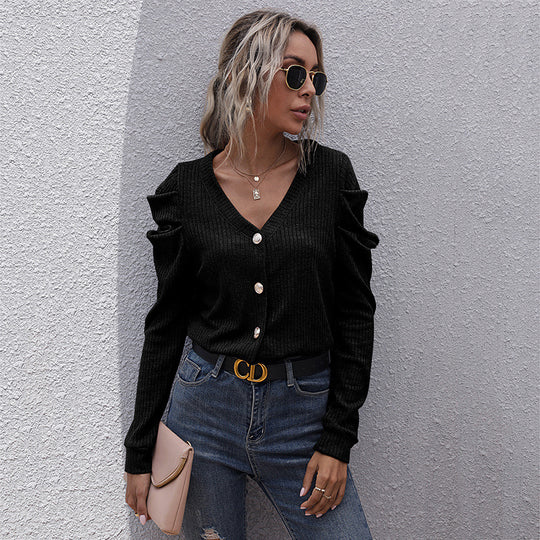 Damen Modischer Cardigan mit Rüschendetails Shop Nory