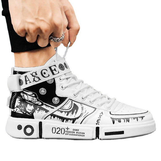 Herren High-Top Grafik-Sneaker mit Klettverschluss und auffälliger Plateausohle Shopy Nory