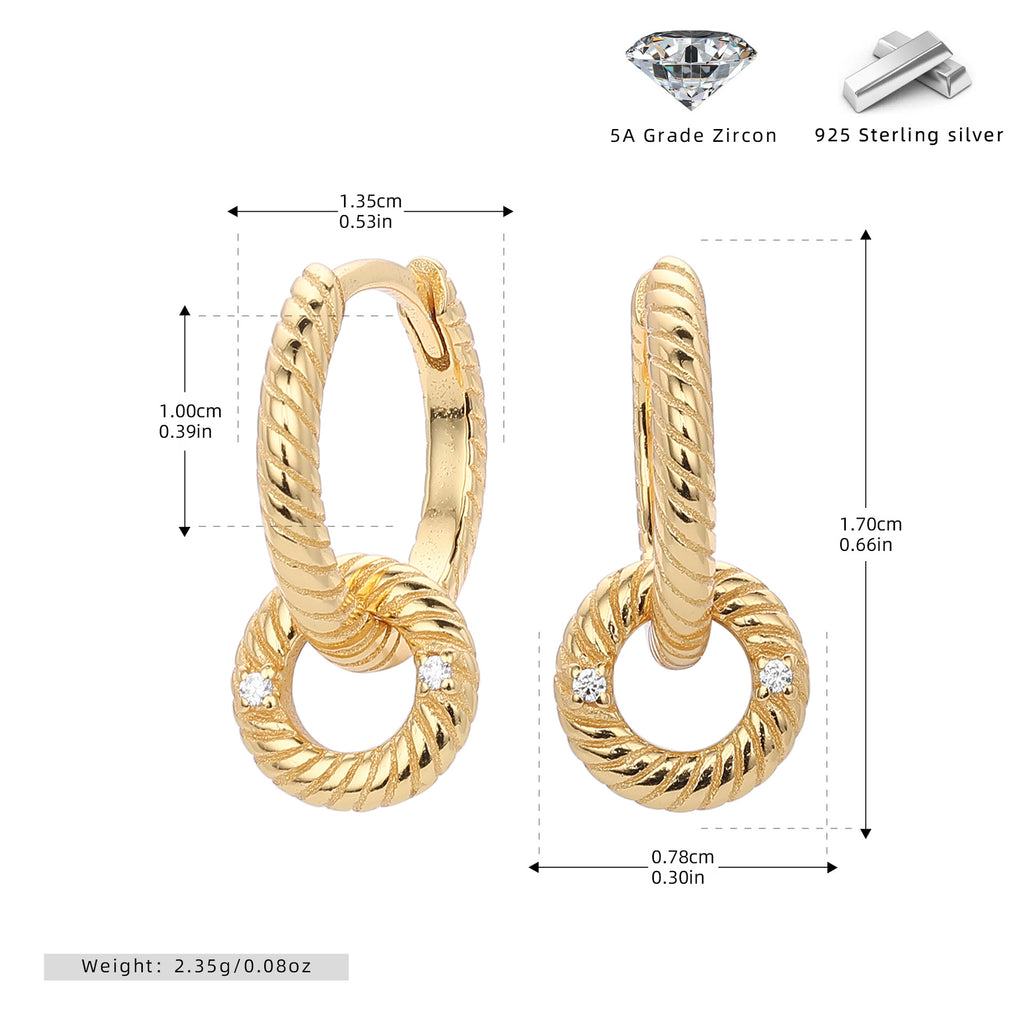 Damen Creolen mit elegantem Ketten- und Zirkon-Design Shop Nory