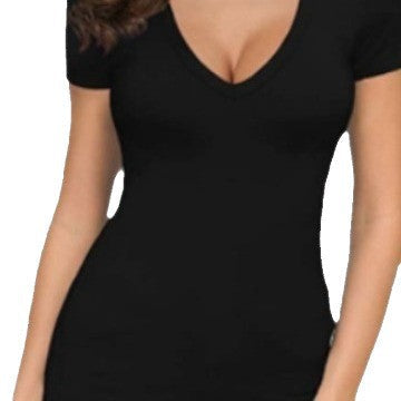 Damen Figurbetontes V-Ausschnitt T-Shirt