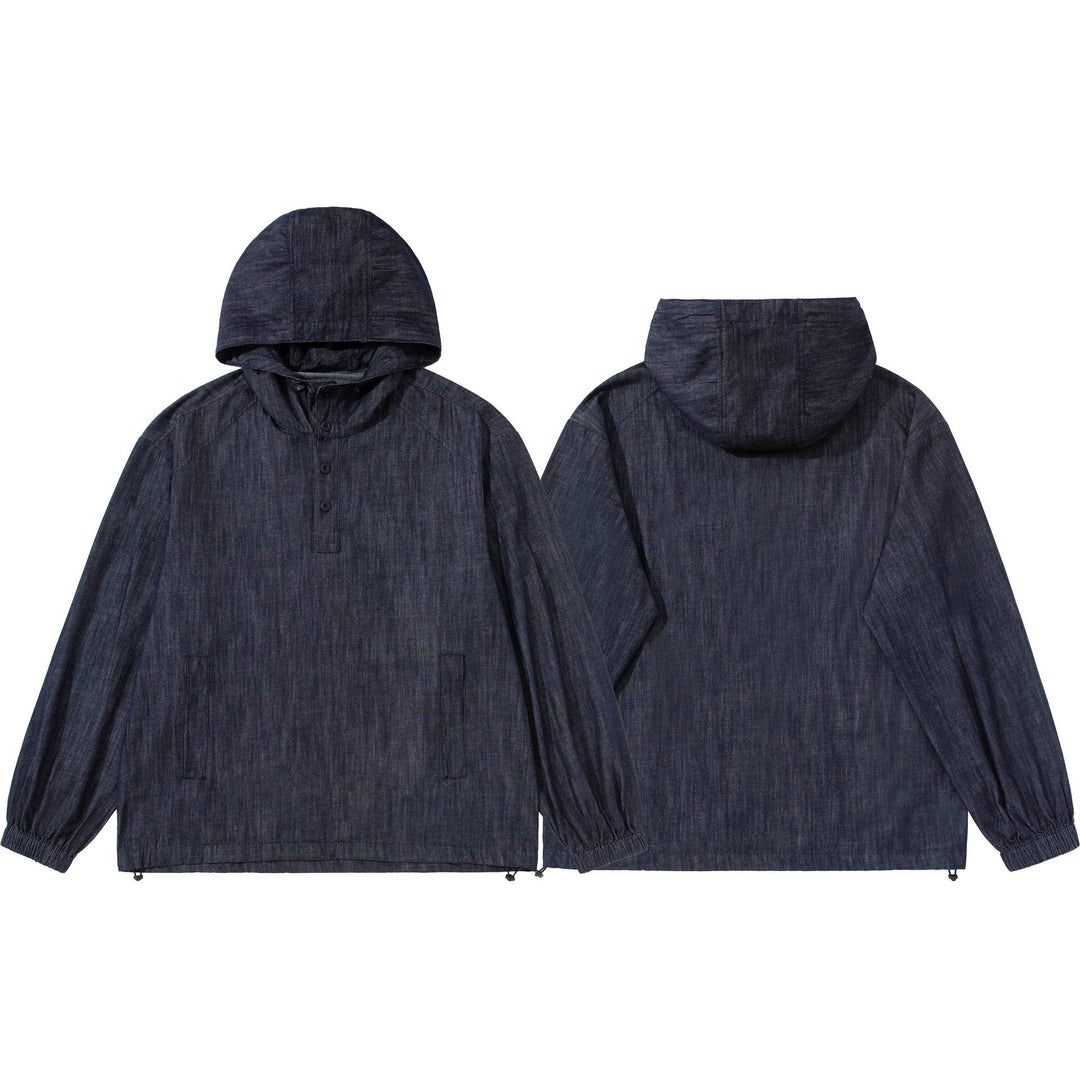 Herren leichter Denim-Anorak mit Kapuze und halber Knopfleiste Shop Nory
