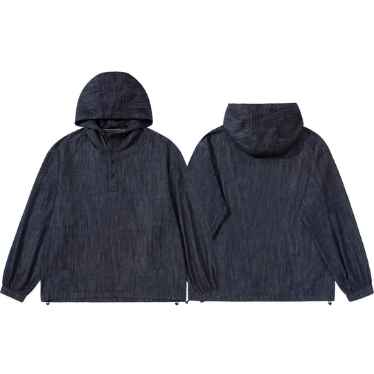 Herren leichter Denim-Anorak mit Kapuze und halber Knopfleiste Shop Nory