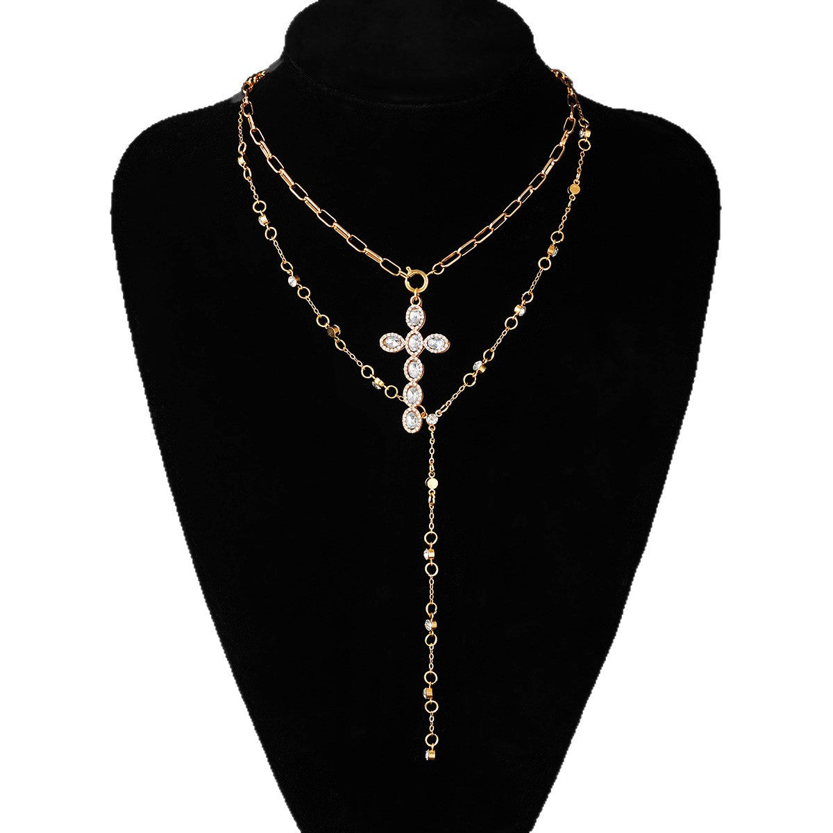 Damen Halskette mit funkelndem Kreuzanhänger und eleganter Kettengestaltung Shop Nory