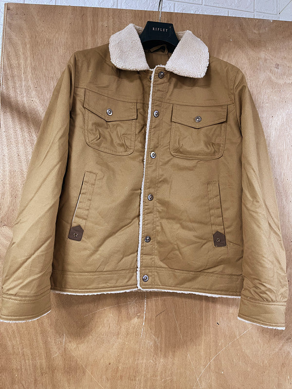 Herren Utility-Arbeitsjacke aus Canvas mit Kunstfellkragen und gesteppter Innenfütterung Shop Nory
