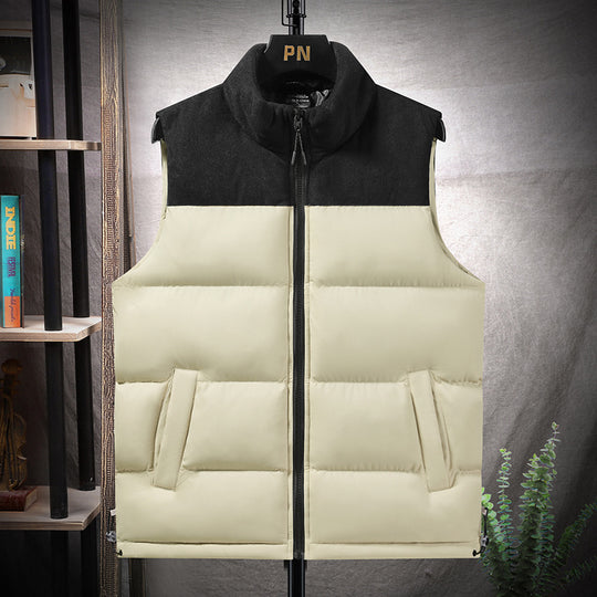 Herren Wattierte Steppweste mit hohem Kragen, Cord‑Schulterblende und verstellbaren Seitenschnallen Shop Nory