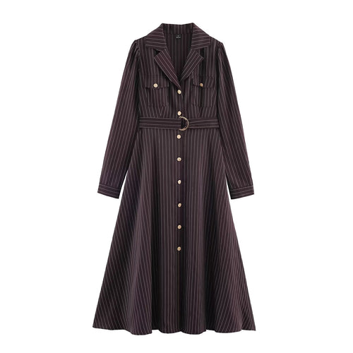 Damen Hemdblusenkleid im Nadelstreifen-Look mit Taillengürtel Shop Nory
