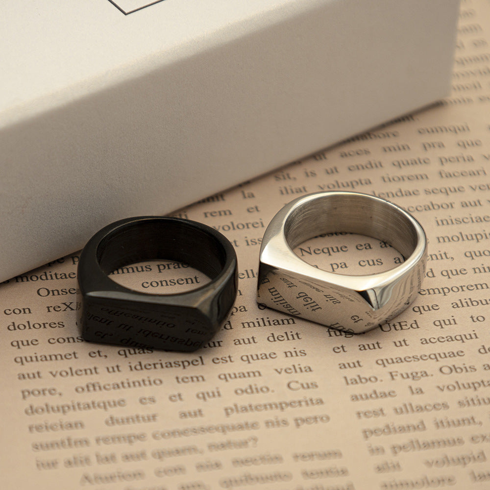Damen Moderner, geometrisch gestalteter Edelstahlring Shop Nory