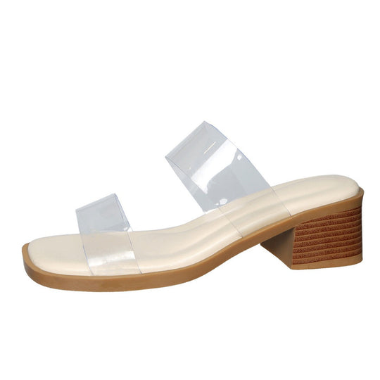Damen transparente Absatzsandalen mit stilvollem Blockabsatz