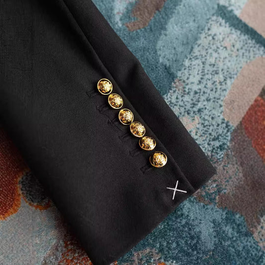 Damen Modische Jacke mit Stehkragen und goldenen Knöpfen Shop Nory