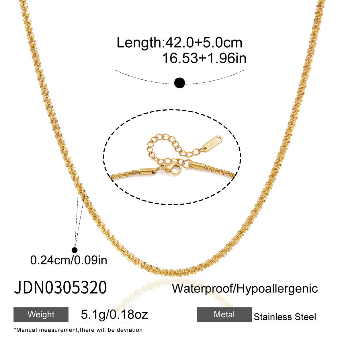 Damen Halskette mit verstellbarem Design aus hypoallergenem Edelstahl Shop Nory