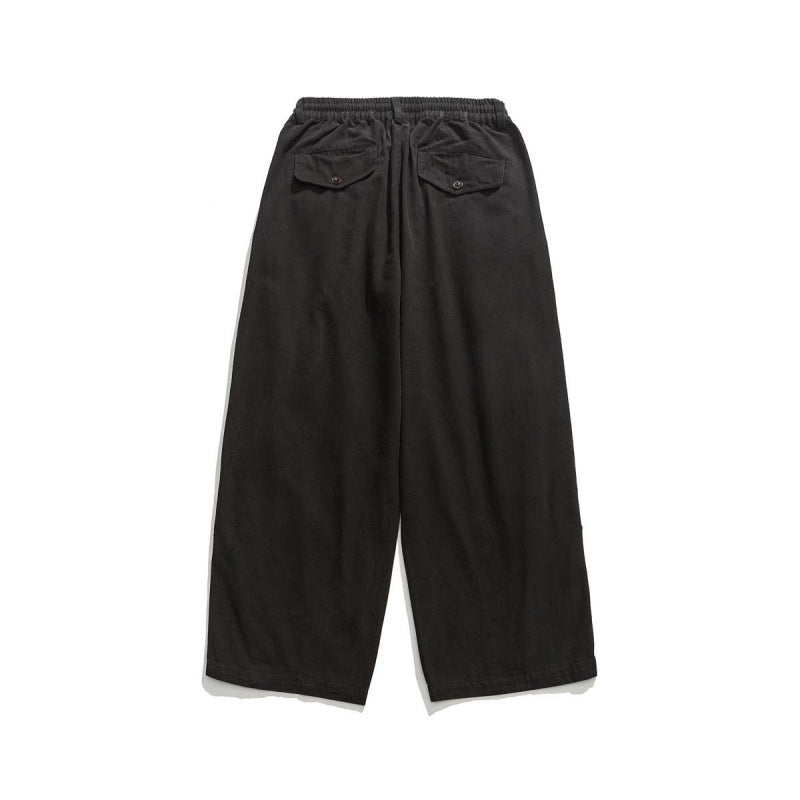 Herren Weite Cropped-Canvas-Hose im Utility‑Look mit elastischem Bund und markanten Falten Shop Nory