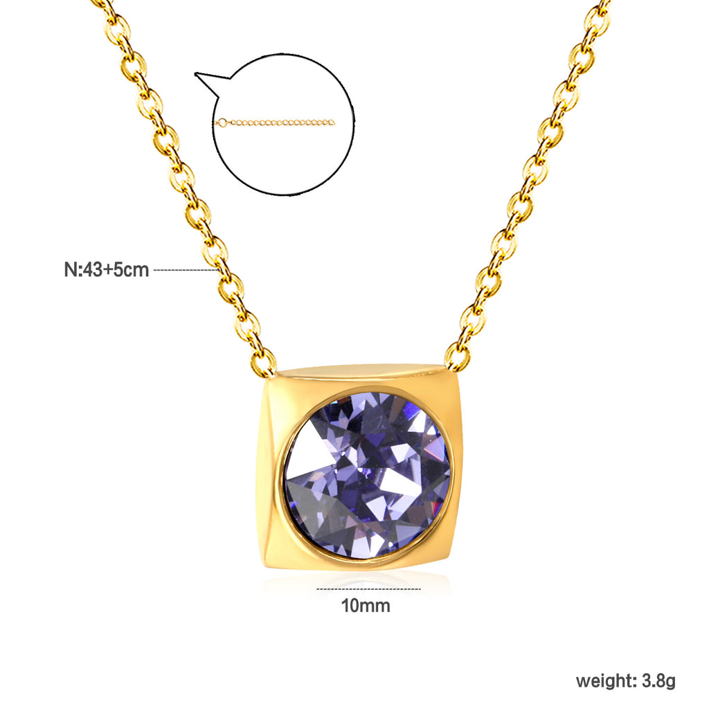 Damen Halskette mit quadratischem Kristallanhänger aus hochwertigem Edelstahl Shop Nory