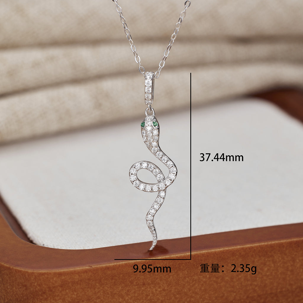 Damen Halskette mit elegantem Schlangen-Anhänger und funkelnden Zirkonia Shop Nory
