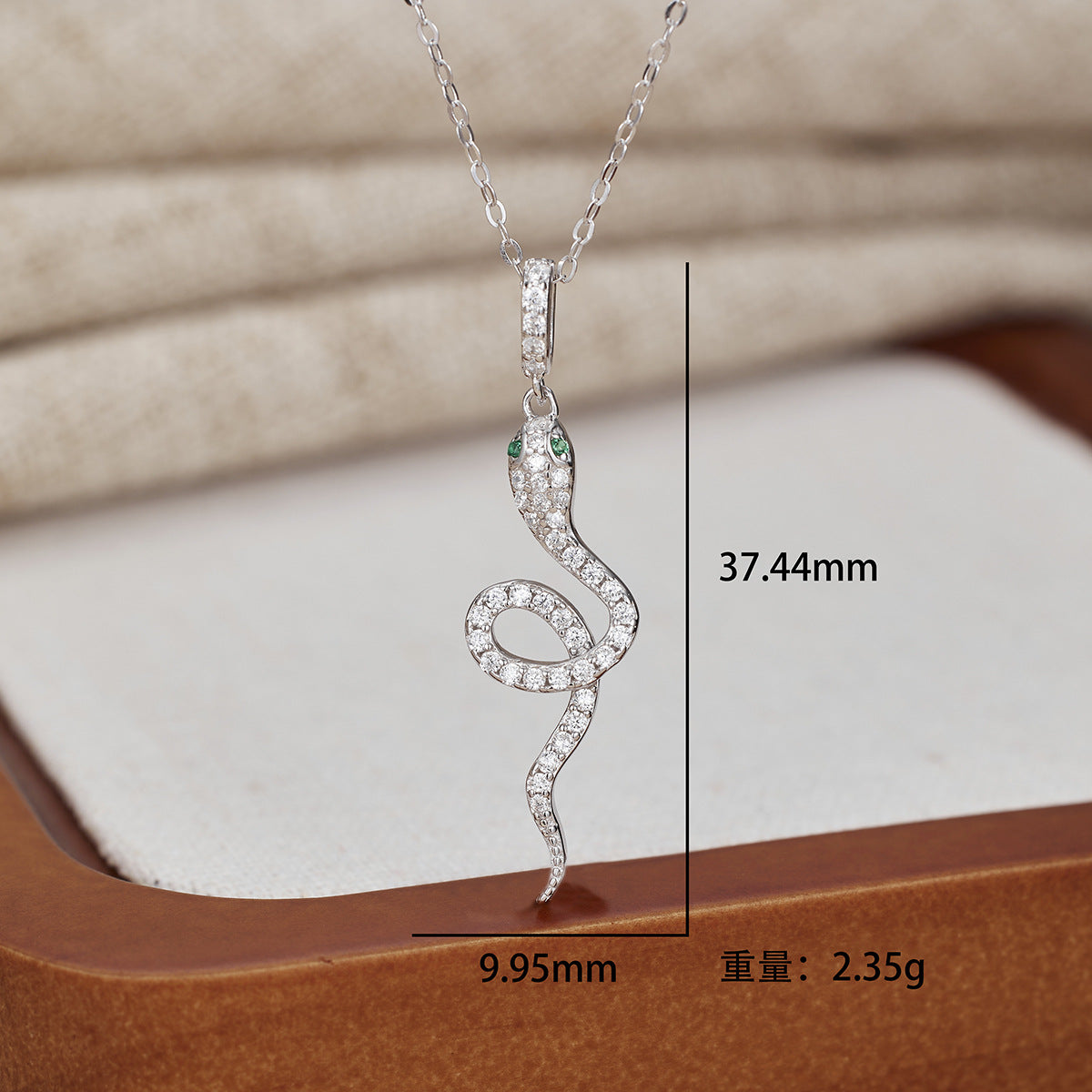 Damen Halskette mit elegantem Schlangen-Anhänger und funkelnden Zirkonia Shop Nory