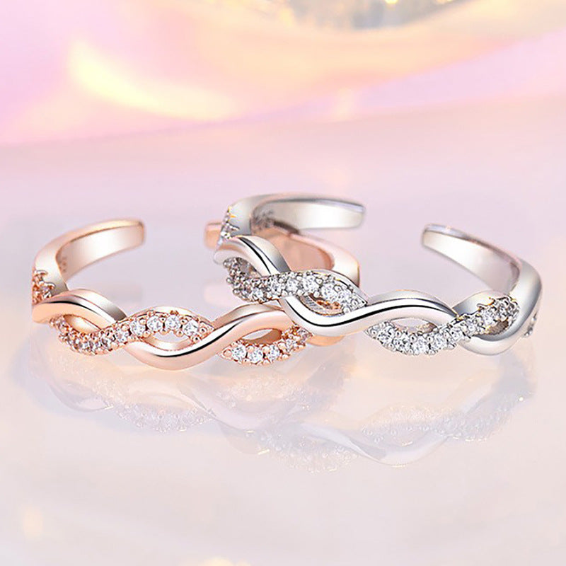 Damen Offenes Zirkonia Armband mit kunstvollem Zopfdesign Shop Nory