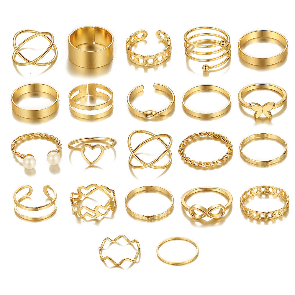 Damen Ring-Set mit funkelnden Kristallen und kreativen Designs Shop Nory