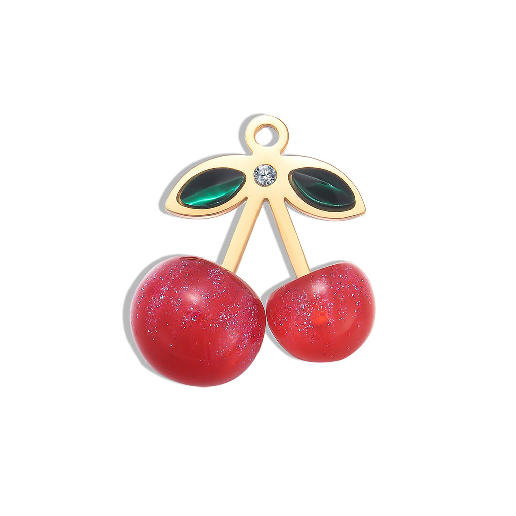 Damen Schmuckanhänger mit Kirschmotiv und funkelnden Kristallen Shop Nory