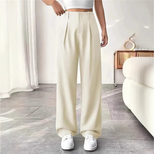 Damen Elegante Bundfaltenhose mit weitem Schnitt