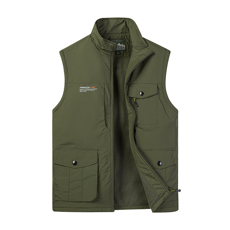 Herren Utility‑Weste mit Fleece‑Innenfutter, Multifunktionstaschen und Stehkragen Shop Nory