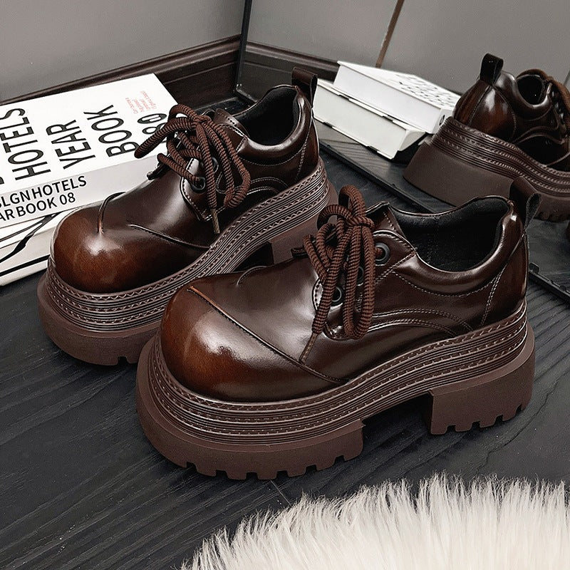 Damen Chunky Schnürschuhe mit doppelter Sohle und innovative Akzent Shopnory