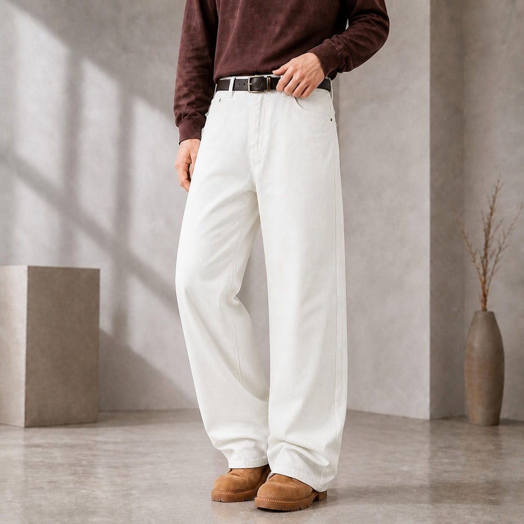 Herren Weite Baumwoll-Jeans mit hohem Bund und Five-Pocket-Design Shop Nory