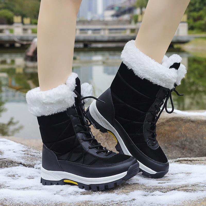 Damen Winterstiefel mit Kunstfellkragen, gesteppter Schaft und profilierter Thermosohle Shop Nory