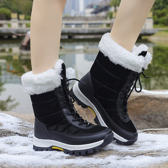 Damen Winterstiefel mit Kunstfellkragen, gesteppter Schaft und profilierter Thermosohle Shop Nory