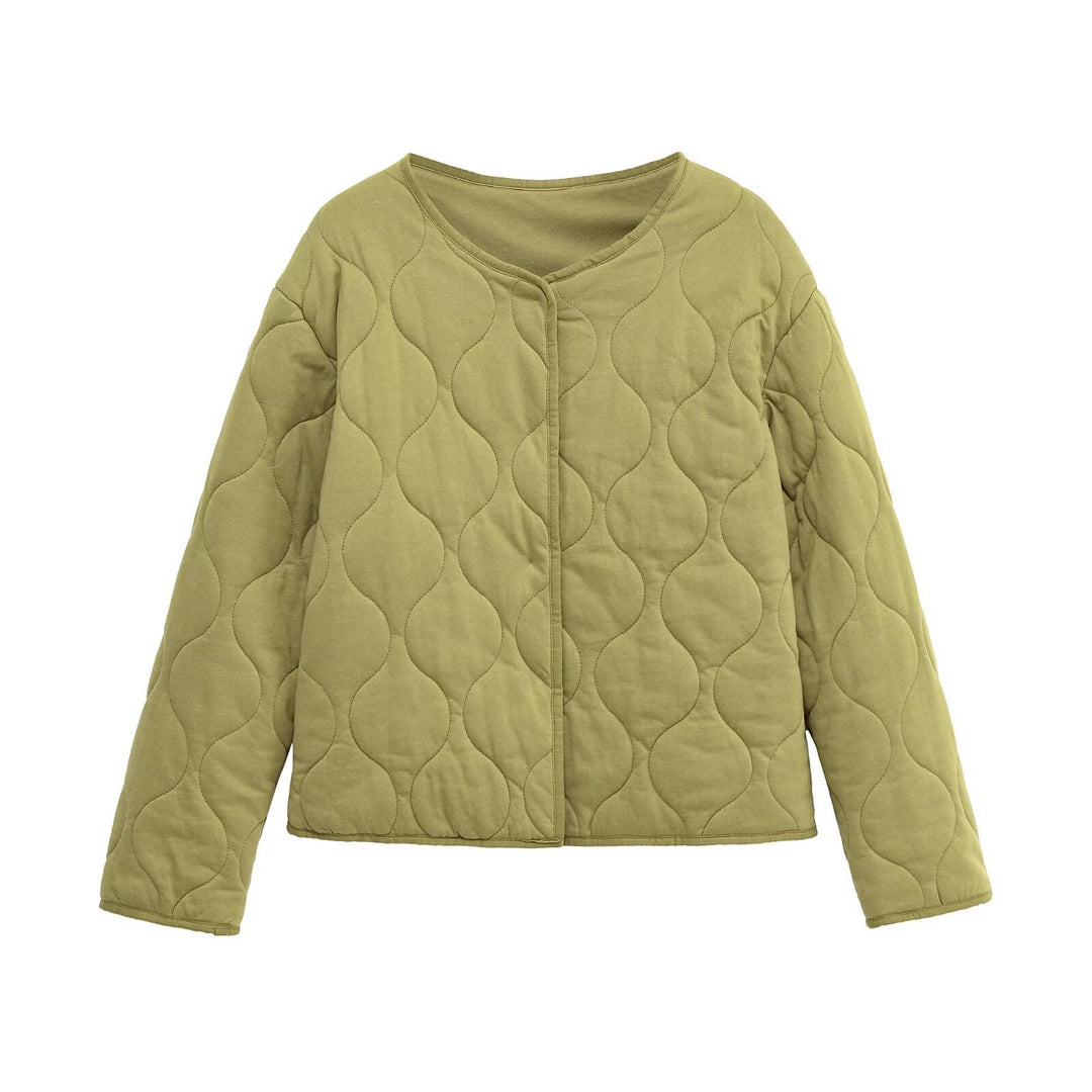 Damen Steppjacke ohne Kragen mit kastiger Silhouette und tonaler Wellensteppung Shop Nory