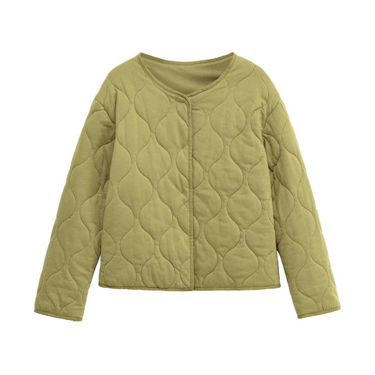Damen Steppjacke ohne Kragen mit kastiger Silhouette und tonaler Wellensteppung Shop Nory