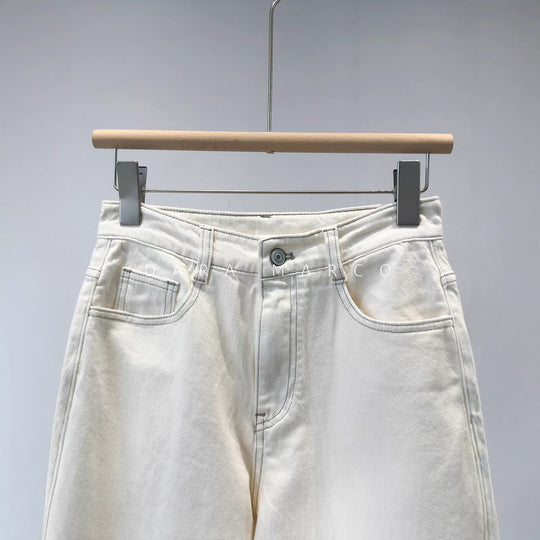 Damen Hoch sitzende Weitbein Denim Hose Shop Nory