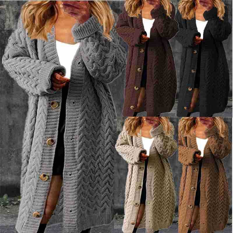 Damen Grobstrick-Cardigan mit eleganten Knopfdetails und strukturiertem Design