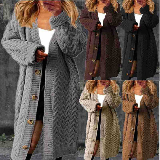 Damen Grobstrick-Cardigan mit eleganten Knopfdetails und strukturiertem Design