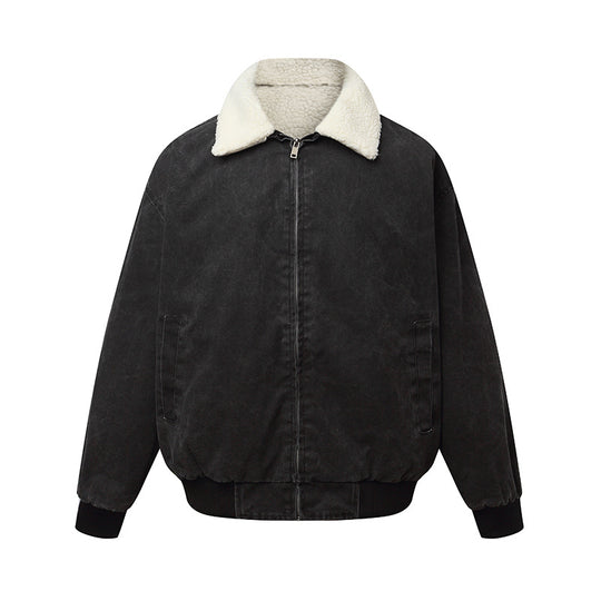 Unisex Wattierte Boxy-Bomberjacke mit Teddykragen Shop Nory