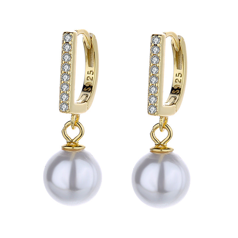 Damen Ohrringe mit funkelnden Zirkonia und eleganten Perlenanhängern Shop Nory