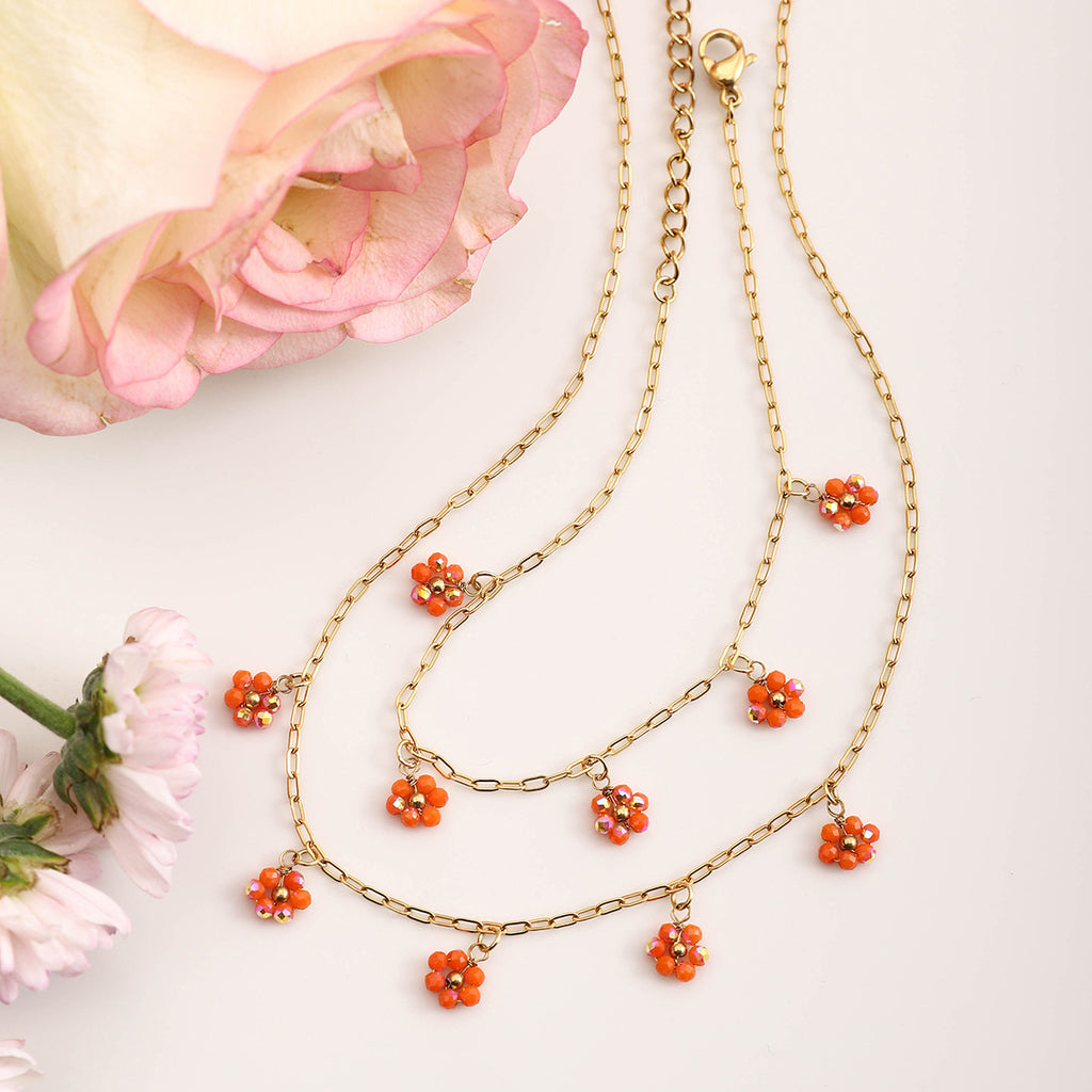 Damen Fußkettchen mit bunten Blumenanhängern aus hypoallergenem Edelstahl Shop Nory