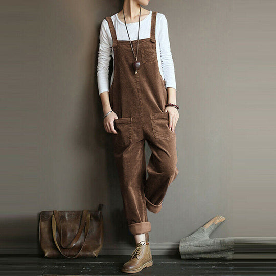 Damen Cord Latzhose Weit