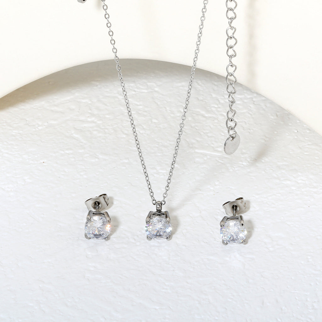 Damen Schmuckset mit funkelnden Zirkonia-Anhängern und eleganter Gliederkette Shop Nory