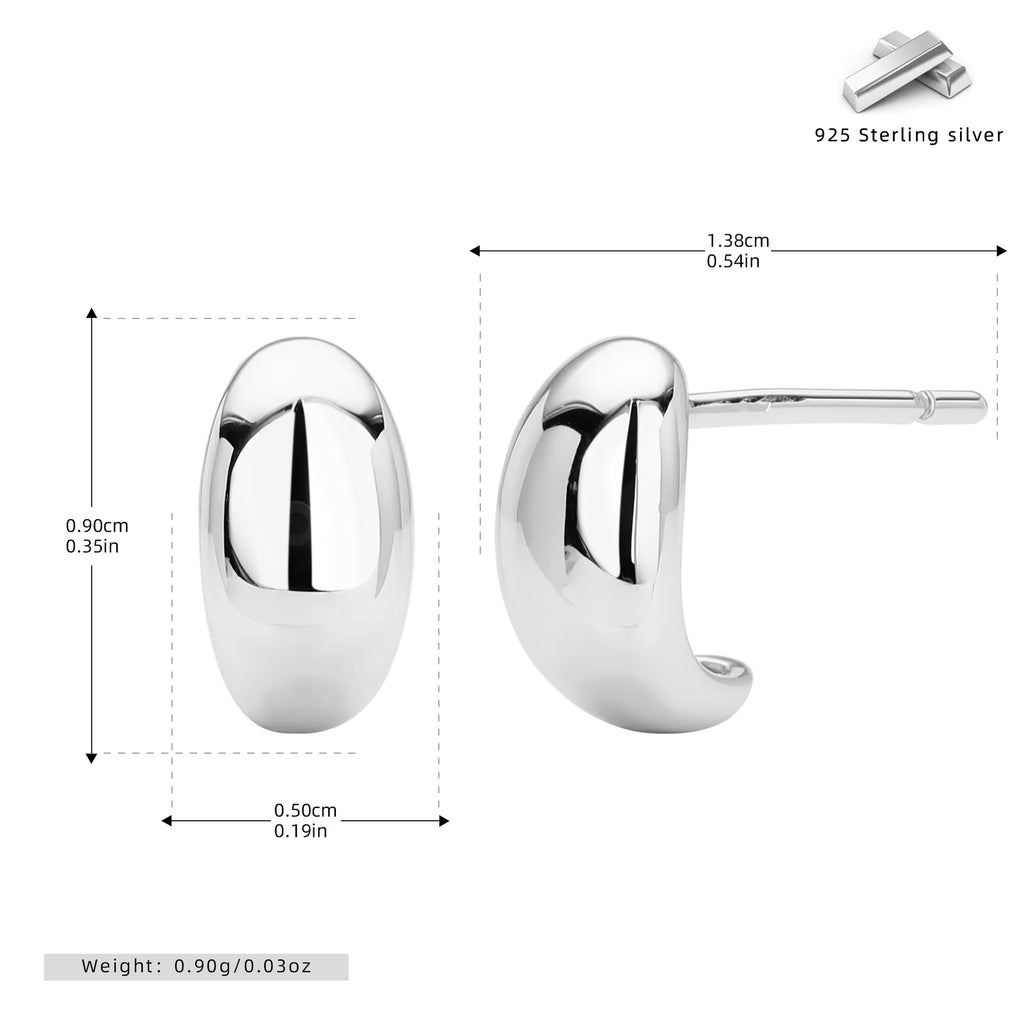 Damen Ohrstecker mit moderner, geschwungener Silhouette aus 925 Sterling Silber Shop Nory