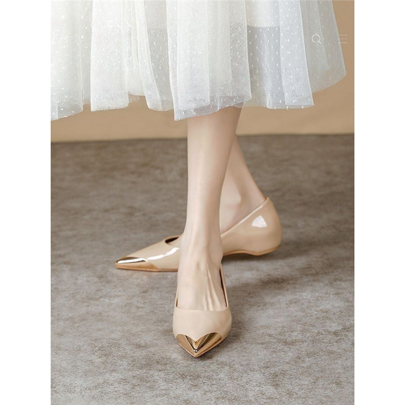 Damen Spitz zulaufende Ballerinas mit Leopardenmuster und metallischer Zehenkappe Shop Nory