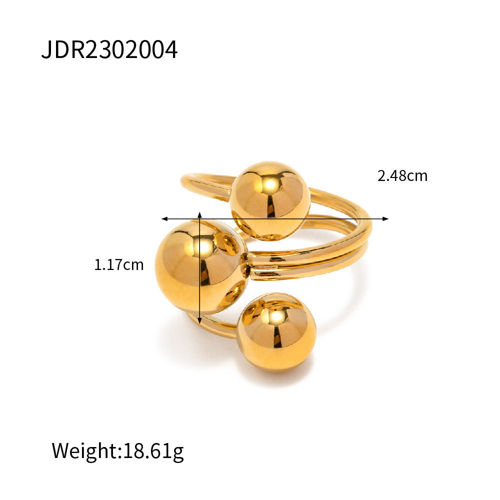 Damen Offener Ring mit modernen Kugeldesigns und hypoallergener Edelstahlverarbeitung Shop Nory