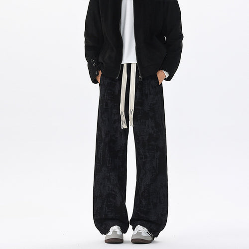 Herren Weit geschnittene Loungehose mit abstraktem Allover‑Print, elastischem Bund und Tunnelzug Shop Nory