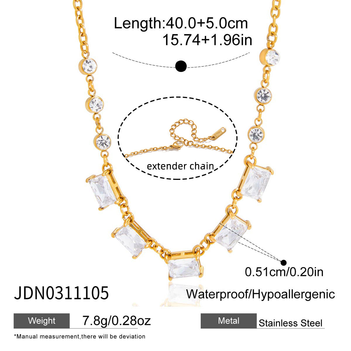 Damen Halskette mit funkelnden Zirkonia-Elementen und verlängerbarem Edelstahlverschluss Shop Nory