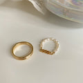 Damen Ring Set mit elegantem Perlen- und modernem Golddesign Shop Nory
