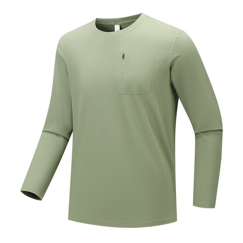 Herren Multifunktionales Langarm-Techshirt mit Brust-Reißverschlusstasche Shop Nory