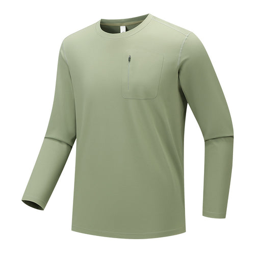 Herren Multifunktionales Langarm-Techshirt mit Brust-Reißverschlusstasche Shop Nory